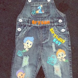 Baby customized cartoon bubble guppies jean jumper
